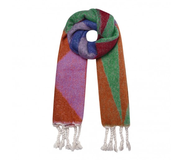 Kleurrijke sjaal met abstracte geruite vormen