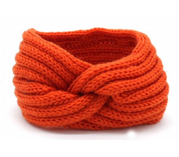 Bandeau tricoté orange