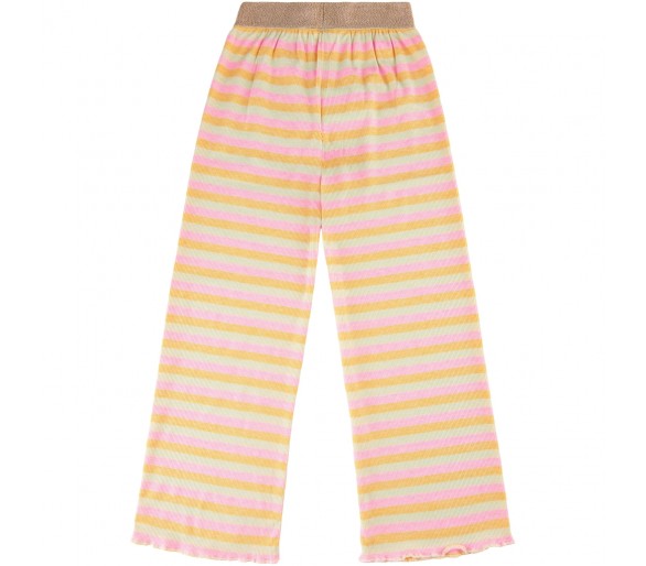 THE NEW : Brede broek met kleurrijke pastelkleurige strepen