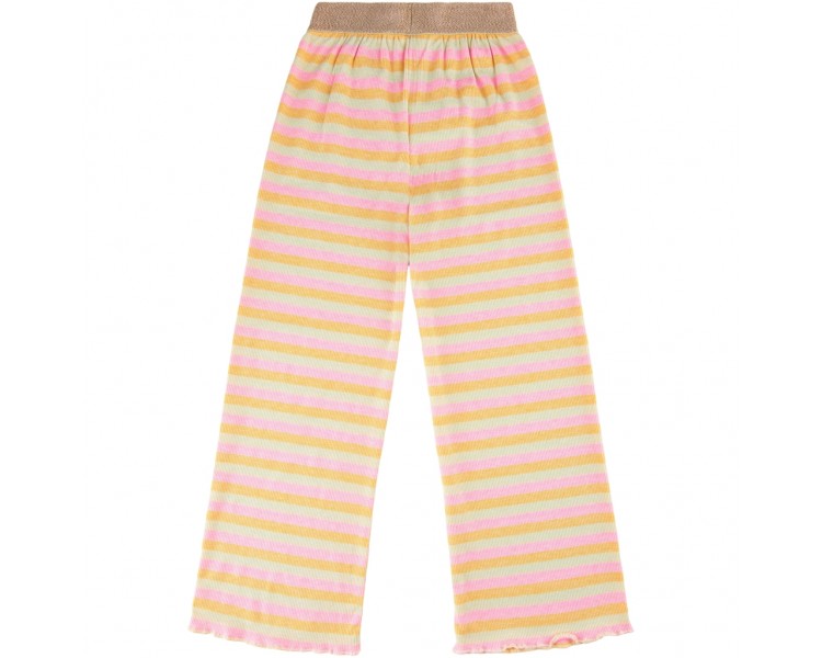 THE NEW : Brede broek met kleurrijke pastelkleurige strepen