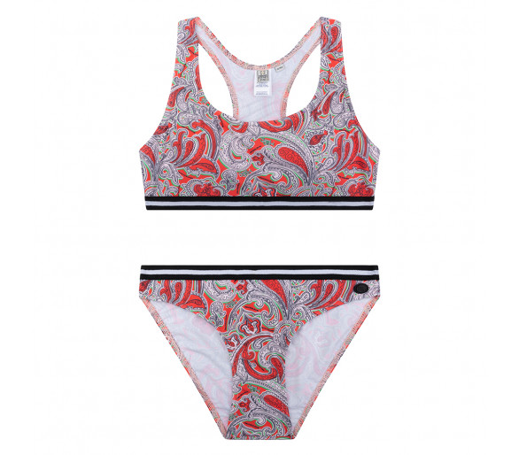 INDIAN BLUE : Bikini Sporty Paisley Soft red