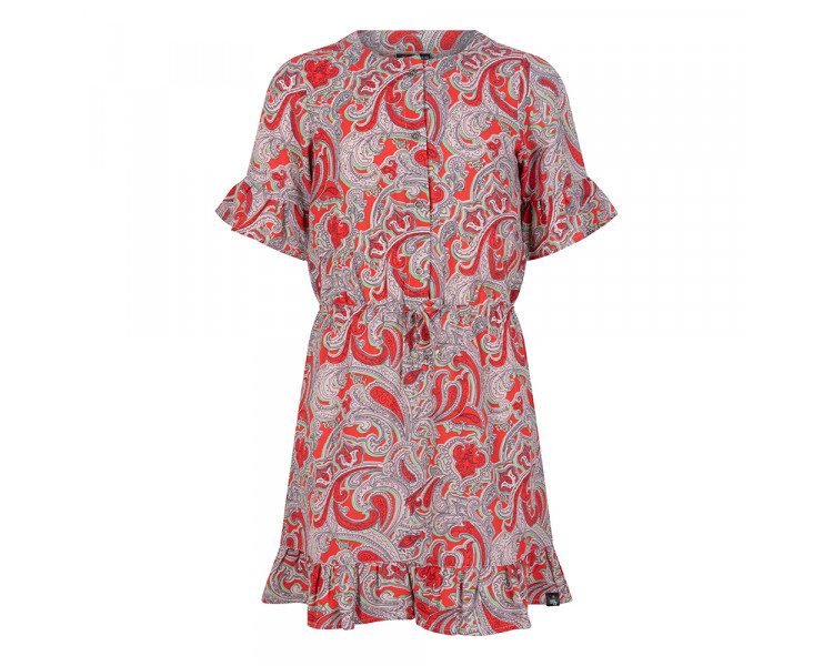 INDIAN BLUE : Paisley Dress Soft red