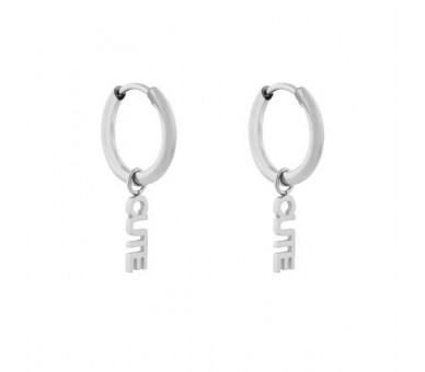 EARRINGS SMALL WITH PENDANT CUTE - SILVER