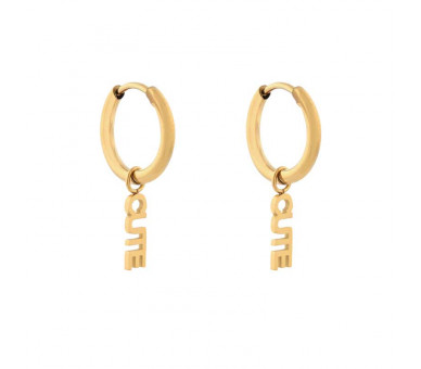 EARRINGS SMALL WITH PENDANT CUTE - GOLD