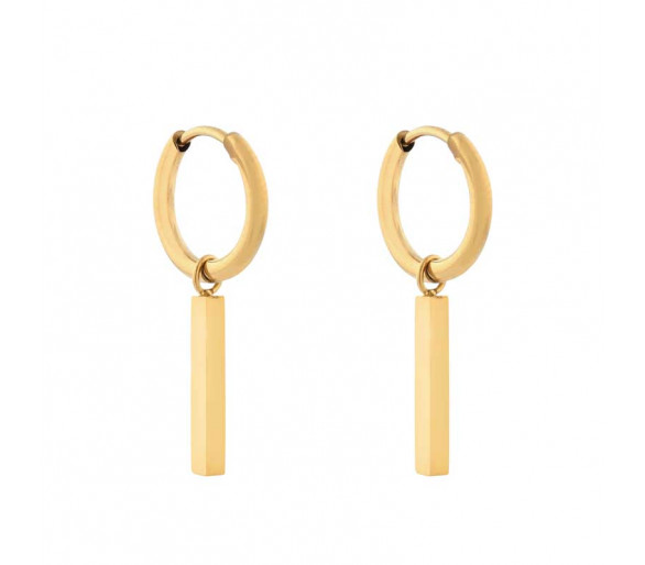 Petites boucles d'oreilles avec grand pendentif en forme de barre