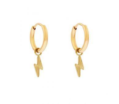 EARRINGS SMALL WITH PENDANT FLAMED LIGHTNING - GOL