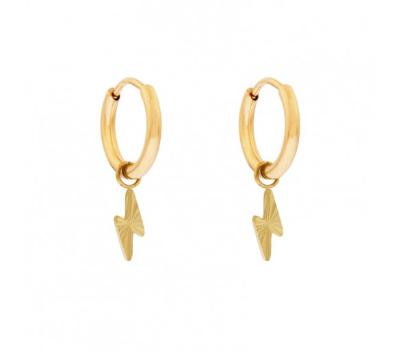 Petites boucles d'oreilles avec pendentif éclair enflammé