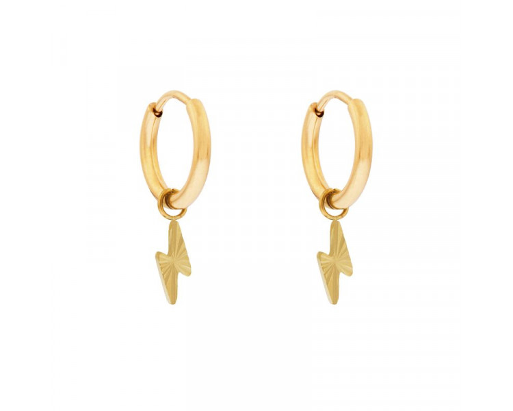 EARRINGS SMALL WITH PENDANT FLAMED LIGHTNING - GOL EARRINGS SMALL WITH PENDANT FLAMED LIGHTNING - GOL