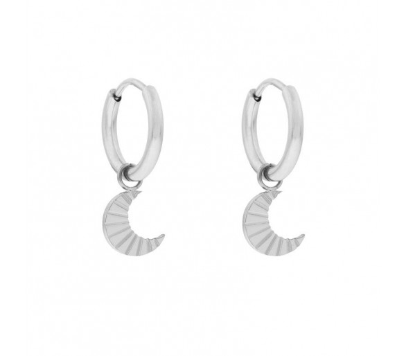 Petites boucles d'oreilles avec pendentif lune flammée