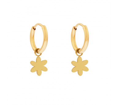 EARRINGS SMALL WITH PENDANT FLOWER - GOLD