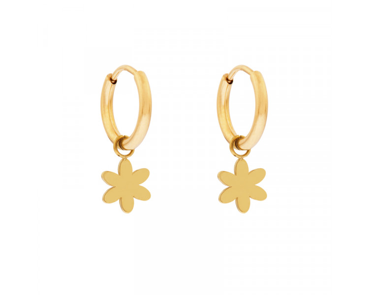 EARRINGS SMALL WITH PENDANT FLOWER - GOLD EARRINGS SMALL WITH PENDANT FLOWER - GOLD