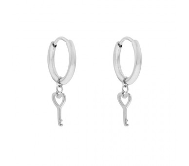 EARRINGS SMALL WITH PENDANT KEY - SILVER