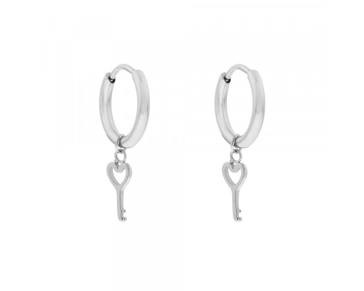 EARRINGS SMALL WITH PENDANT KEY - SILVER EARRINGS SMALL WITH PENDANT KEY - SILVER