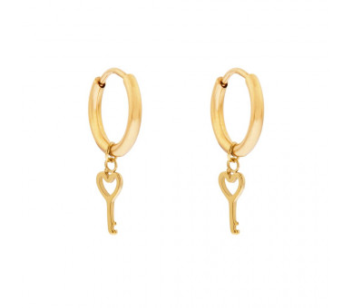 EARRINGS SMALL WITH PENDANT KEY - GOLD