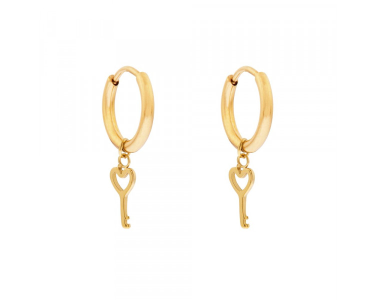 EARRINGS SMALL WITH PENDANT KEY - GOLD EARRINGS SMALL WITH PENDANT KEY - GOLD