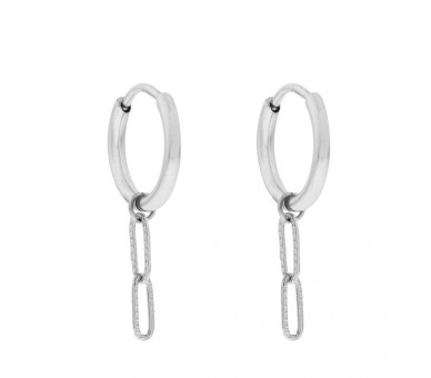 EARRINGS LARGE WITH PENDANT OVALS - SILVER