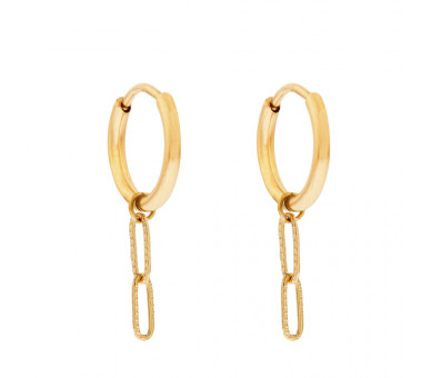 EARRINGS LARGE WITH PENDANT OVALS - GOLD