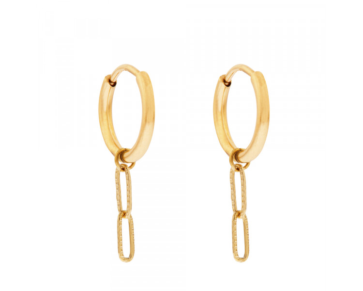EARRINGS LARGE WITH PENDANT OVALS - GOLD EARRINGS LARGE WITH PENDANT OVALS - GOLD