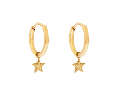 EARRINGS LARGE WITH PENDANT DOTS STAR - GOLD