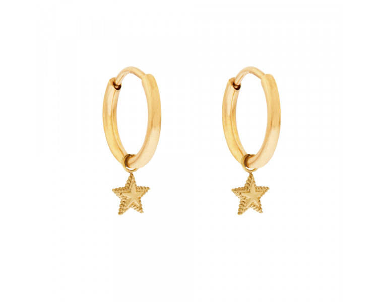 EARRINGS LARGE WITH PENDANT DOTS STAR - GOLD EARRINGS LARGE WITH PENDANT DOTS STAR - GOLD