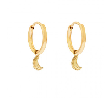 EARRINGS LARGE WITH PENDANT DOTS MOON - GOLD