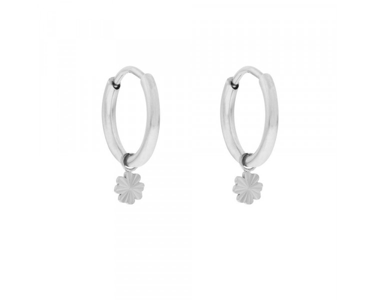 Grandes boucles d'oreilles avec pendentif trèfle flammé