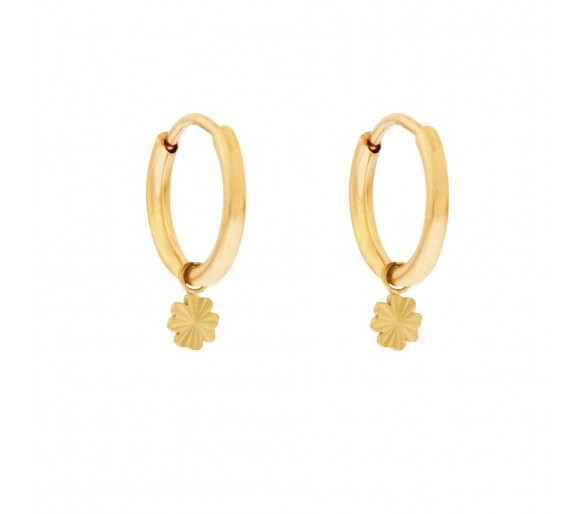 Grandes boucles d'oreilles avec pendentif trèfle flammé