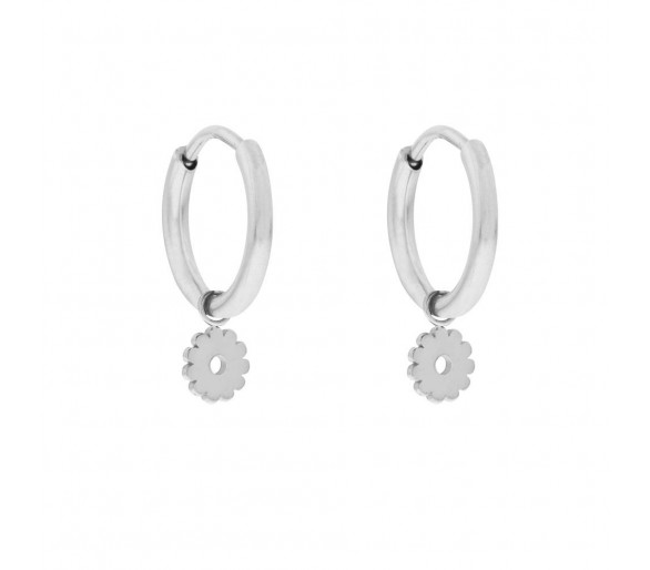 Grandes boucles d'oreilles avec pendentif fleur ouverte