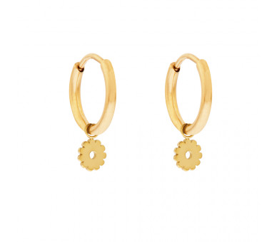 EARRINGS LARGE WITH PENDANT OPEN FLOWER - GOLD