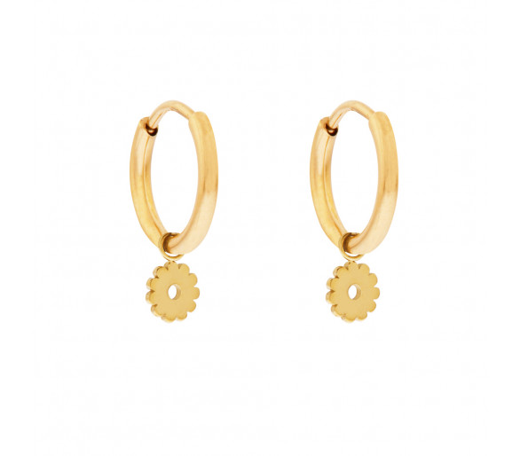 Grandes boucles d'oreilles avec pendentif fleur ouverte