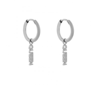 EARRINGS SMALL WITH PENDANT QUEEN - SILVER