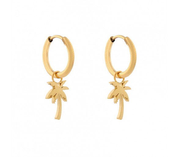 Petites boucles d'oreilles avec pendentif palmier
