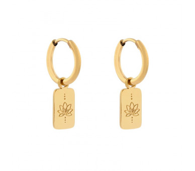 EARRINGS SMALL WITH PENDANT LOTUS - GOLD