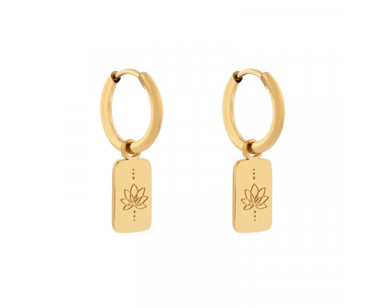EARRINGS SMALL WITH PENDANT LOTUS - GOLD EARRINGS SMALL WITH PENDANT LOTUS - GOLD