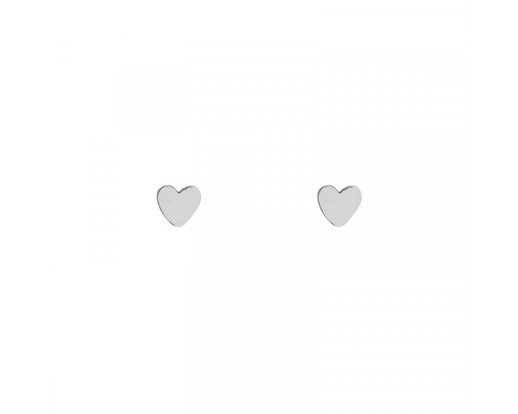 STUD EARRINGS HEART - SILVER STUD EARRINGS HEART - SILVER