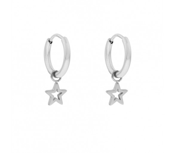 Petites boucles d'oreilles avec pendentif étoile ouverte