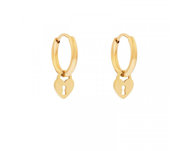 EARRINGS SMALL WITH PENDANT LOCK - GOLD EARRINGS SMALL WITH PENDANT LOCK - GOLD