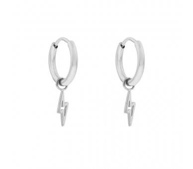 EARRINGS SMALL WITH PENDANT OPEN LIGHTNING - SILVE