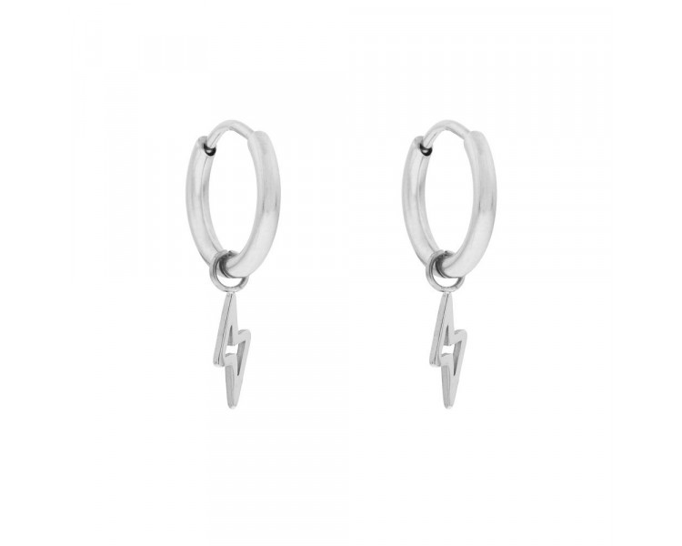 EARRINGS SMALL WITH PENDANT OPEN LIGHTNING - SILVE EARRINGS SMALL WITH PENDANT OPEN LIGHTNING - SILVE
