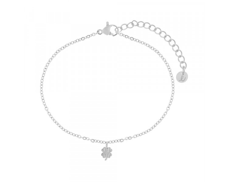 BRACELET TEXTURED CLOVER - ADULT - SILVER BRACELET TEXTURED CLOVER - ADULT - SILVER