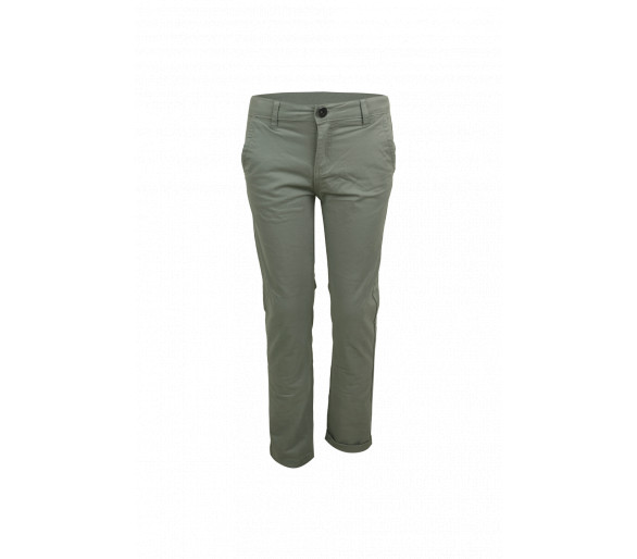 SOMEONE : Chino vert avec poches insérées et poches à l'arrière.