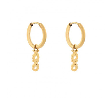 EARRINGS SMALL WITH PENDANT XOXO - GOLD
