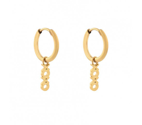 EARRINGS SMALL WITH PENDANT XOXO - GOLD