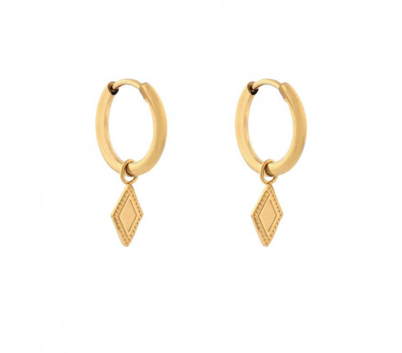 Petites boucles d'oreilles avec pendentif en forme de diamant