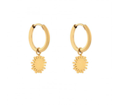 EARRINGS SMALL WITH PENDANT SUN - GOLD