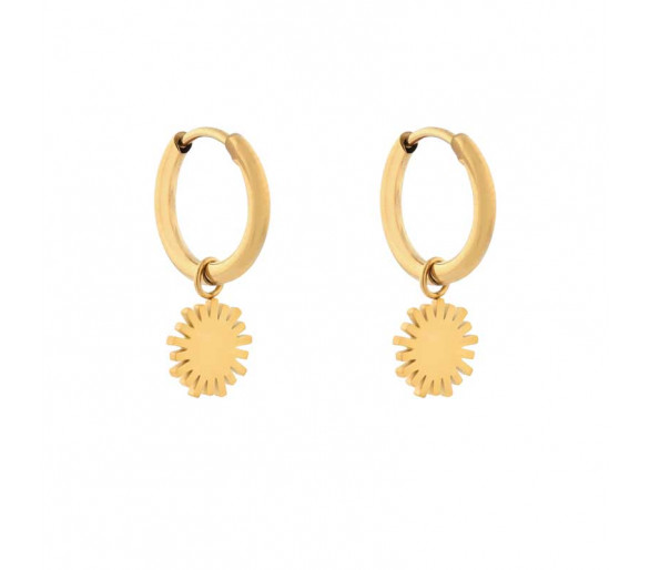 EARRINGS SMALL WITH PENDANT SUN - GOLD