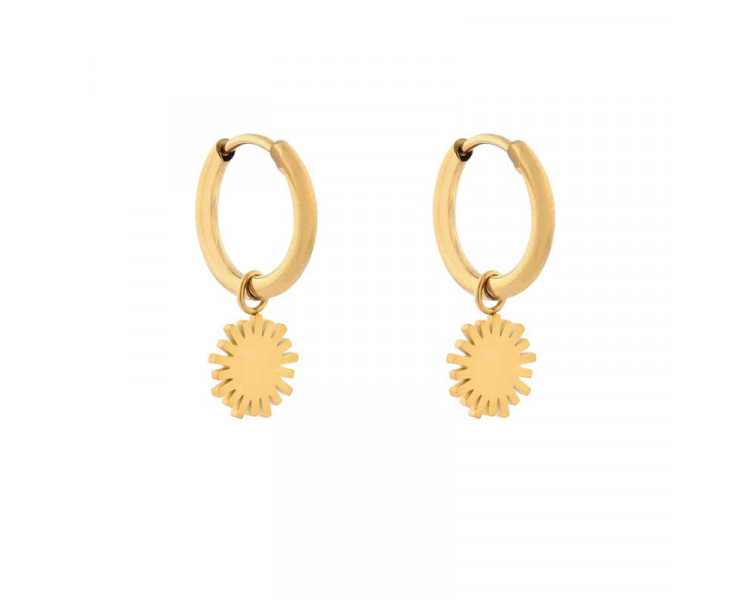 EARRINGS SMALL WITH PENDANT SUN - GOLD EARRINGS SMALL WITH PENDANT SUN - GOLD