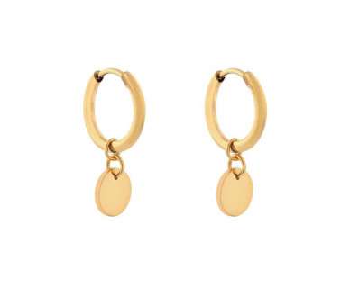 EARRINGS SMALL WITH PENDANT COIN - GOLD