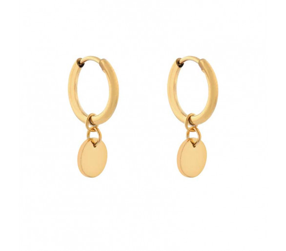EARRINGS SMALL WITH PENDANT COIN - GOLD