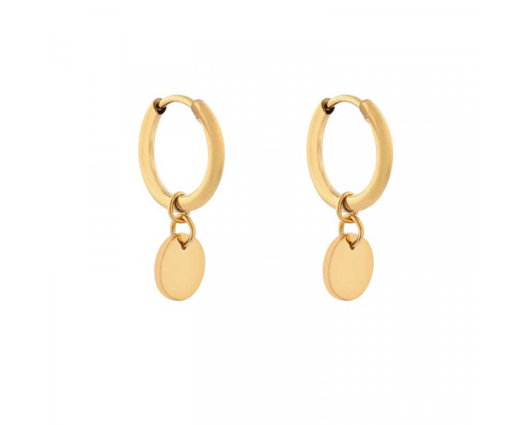 EARRINGS SMALL WITH PENDANT COIN - GOLD EARRINGS SMALL WITH PENDANT COIN - GOLD